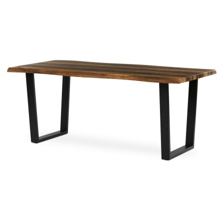 Stůl jídelní, 180x90x75 cm, MDF deska, dekor staré dřevo, kovová nohy ve tvaru U, černý matný lak