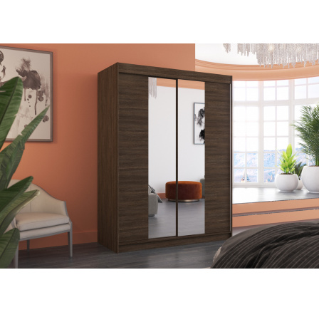 Posuvná skříň se zrcadlem FEVER 150 Choco+Choco