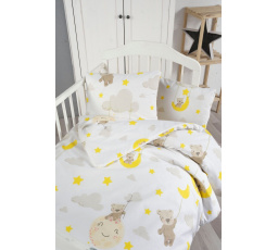 Bavlněný povlak na polštář 40x40 cm s dětským motivem medvídek v oblacích