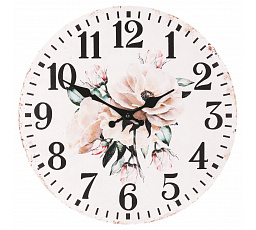 Hodiny nástěnné - pr. 34 cm, MDF, květinový motiv