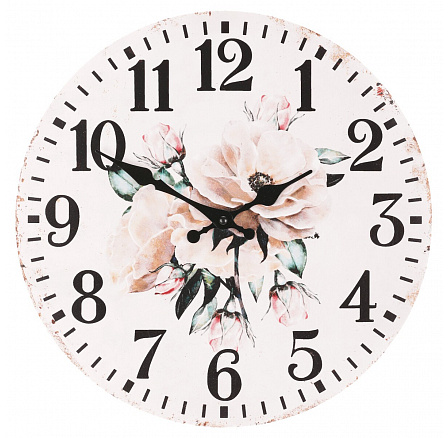 Hodiny nástěnné - pr. 34 cm, MDF, květinový motiv Hodiny nástěnné - pr. 34 cm, MDF, květinový motiv