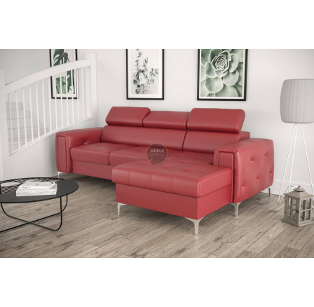 Rohová sedací souprava ORION MINI s funkcí spaní 255x165 cm přírodní kůže - červená kůže, pravá Rohová sedací souprava ORION MINI s funkcí spaní 255x165 cm přírodní kůže - červená kůže, pravá