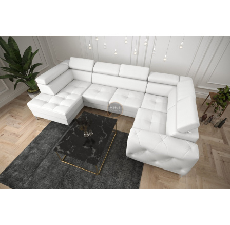 Rohová sedací souprava ORION MAX II s funkcí spaní 165x350x185 cm přírodní kůže - bílá kůže, pravá Rohová sedací souprava ORION MAX II s funkcí spaní 165x350x185 cm přírodní kůže - bílá kůže, pravá