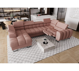Rohová sedací souprava ASPEN MAX II , relax 198x350x170 cm - pravá, růžová