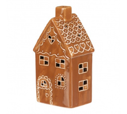 Domeček perníkový - keramika, patrový, LED osvětlení, hnědý