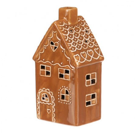 Domeček perníkový - keramika, patrový, LED osvětlení, hnědý Domeček perníkový - keramika, patrový, LED osvětlení, hnědý