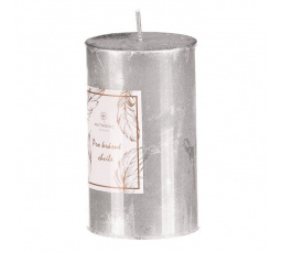 Svíčka metalická - 10 cm, bez vůně, parafín, stříbrná
