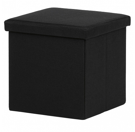 Taburet s úložným prostorem, černá, látka, TAB-461 BK2