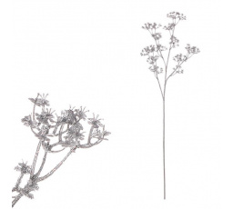 Gypsophila - umělá větev, stříbrná se třpytkami