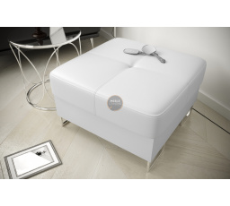 Taburet s úložným prostorem 55x55  cm GALAXY - bílá eko kůže