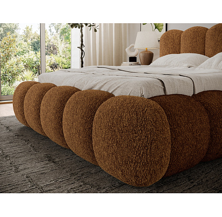 Oloroso bed 140x200 with metal frame and storage compartment, brown chenille Kendell 22 1