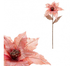 Vánoční růže - umělá řezaná, třpytivý meruňkový květ