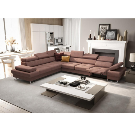 Rohová sedací souprava s funkcí spaní a relaxace GALAXY MAX 350x280 cm - starorůžová ,levá Rohová sedací souprava s funkcí spaní a relaxace GALAXY MAX 350x280 cm - starorůžová ,levá
