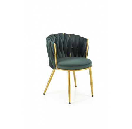 Jídelní židle K517, Tmavě zelená/Zlatá