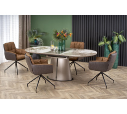 Jídelní stůl ROBINSON, efekt béžového mramoru/cappuccino/černá