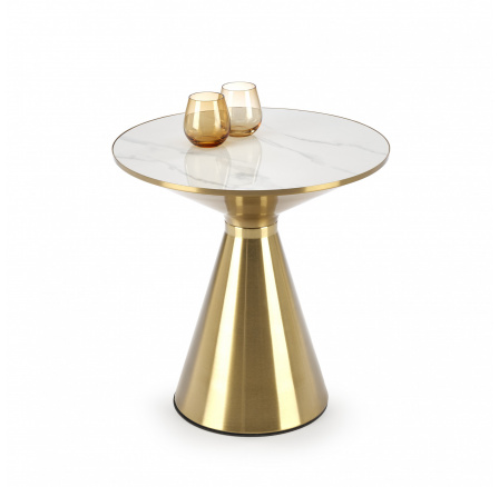 Konferenční stolek TRIBECA, bílý mramor/zlatá