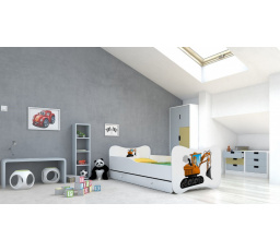 Dětská postel GONZALO s matrací a šuplíkem, 160x80 cm, Bílá/Digger orange