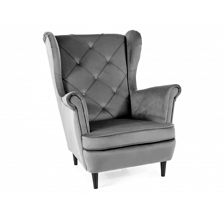 Křeslo LADY Velvet, šedý Bluvel 14/wenge