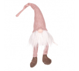 Skřítek - látková dekorace, visící nohy, LED osvětl., růžová čepice
