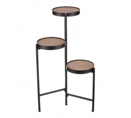 Stojan na květiny - 3 patrový, kovový s MDF (dýha jasan)