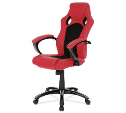 Herní křeslo, houpací mechanismus, červená ekokůže, KA-Y157 RED