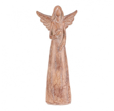 Anděl se srdcem - 24 cm, polyresin, imitace dřeva
