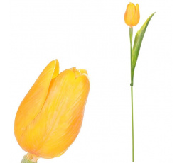 Tulipán plastový - řezaná květina, žlutá, cena za 1 ks