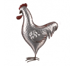 Kohout - kovová dekorace, barva stříbrná