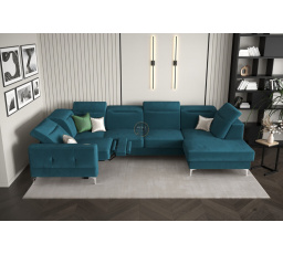 Rohová sedací souprava MALIBU MAX II s funkcí spaní a relaxací 180x350x182 cm - modrá, Levá strana