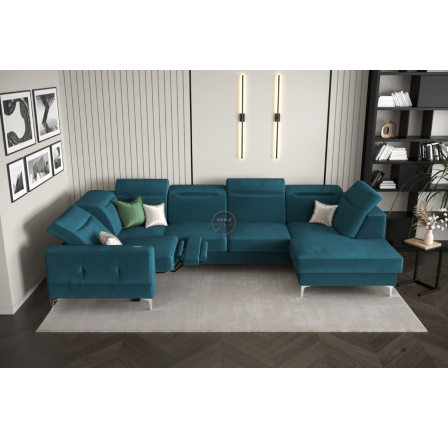 Rohová sedací souprava MALIBU MAX II s funkcí spaní a relaxací 180x350x182 cm - modrá, Levá strana Rohová sedací souprava MALIBU MAX II s funkcí spaní a relaxací 180x350x182 cm - modrá, Levá strana