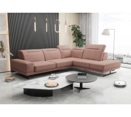 Rohová sedací souprava FIORE 265x220 cm - růžová, pravá