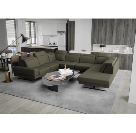 Rohová Kožená sedací souprava FIORE MAX I 220x350x265 cm - olivová, levá Rohová Kožená sedací souprava FIORE MAX I 220x350x265 cm - olivová, levá