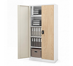 Kovová skříň s úložným prostorem bílá / dub sonoma: Eco Design TOMAŠ, 900 x 1850 x 450 mm