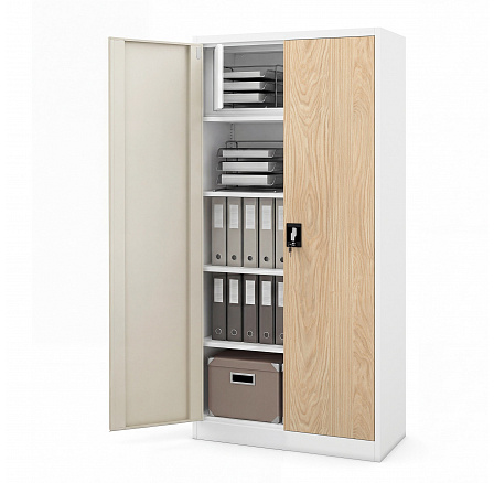 Kovová skříň s úložným prostorem bílá / dub sonoma: Eco Design TOMAŠ, 900 x 1850 x 450 mm Kovová skříň s úložným prostorem bílá / dub sonoma: Eco Design TOMAŠ, 900 x 1850 x 450 mm