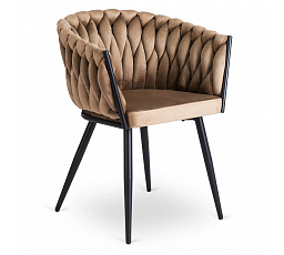 Židle ELENA Béžová Pletená Sametová
