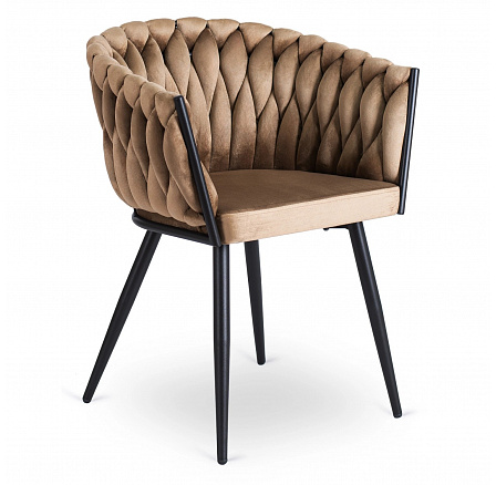 Židle ELENA Béžová Pletená Sametová