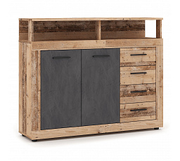 Komoda BLAGO MIDI A 119,6 cm Surový Dub/Černá