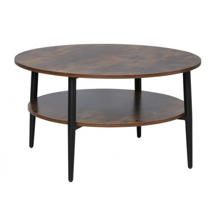 TRENDY ELINOR  A - konferenční stolek kulatý, lamino  HNĚDÁ RUSTIK/ ČERNÁ MAT (ELLAABRC= 1 BALÍK) (S)(K150-E)NOVINKA