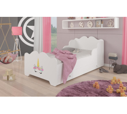 Postel s matrací a zásuvkou XIMENA UNICORN 140x70 Bílá