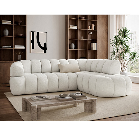 Tontano corner sofa with sleeping function and electrically extendable seat, white velour, right-hand side Paolli 01 183x77 Right Tontano corner sofa with sleeping function and electrically extendable seat, white velour, right-hand side Paolli 01 183x77 Right