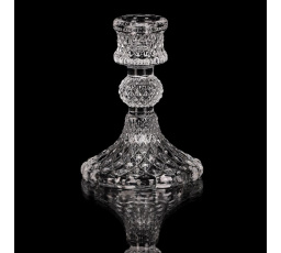 Svícen skleněný - 11 cm, na kónickou svíčku, čirý