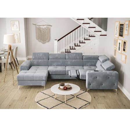 Rohová sedací souprava ORION MAX III , relax s funkcí spaní 165x320x190 cm - modrá, pravá Rohová sedací souprava ORION MAX III , relax s funkcí spaní 165x320x190 cm - modrá, pravá