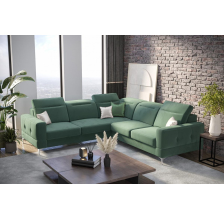 Rohová sedací souprava MALIBU MAX 250x250 - tmavá máta , levá