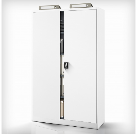 Bílá kovová kancelářská skříň na dokumenty JAN II, 1150 x 1850 x 400 mm