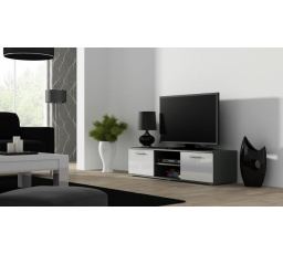 Tv komoda SOHO 140, šedá/bílý lesk