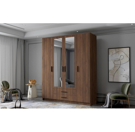 Skříň Arya II 160 - ořech/černé úchytky