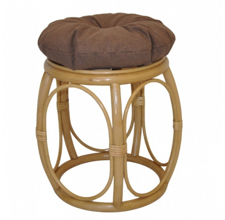 Ratanová taburetka široká medová polstr hnědý melír Ratanová taburetka široká medová polstr hnědý melír