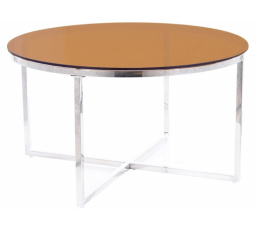 Konferenční stůl CRYSTAL A, jantarové sklo/stříbrná