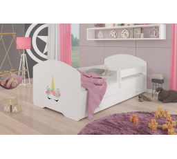 Postel s matrací, zábranou a šuplíkem PEPE UNICORN 140x70 Bílá