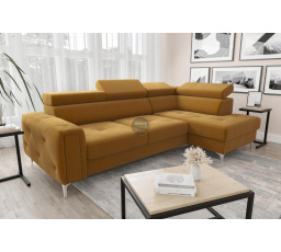 Rohová sedací souprava s funkcí spaní ORION 165x255 - žlutá , pravá